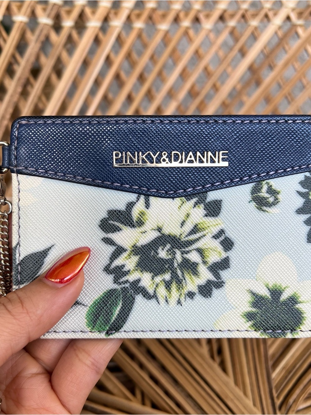 PINKY&DIANNE Floral ID/Document Holder ID Window Navy/White/Green